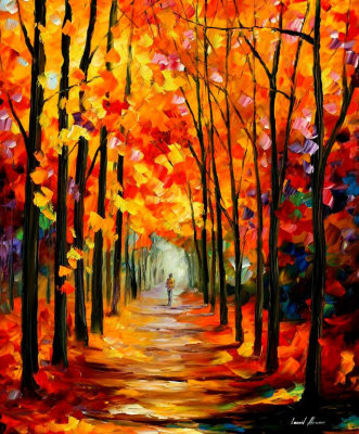 AUTUMN RED ALLEY  oil painting on canvas