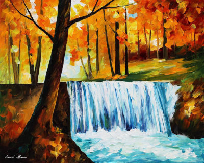 AUTUMN WATERFALL  oil painting on canvas