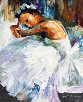 BALLERINA WHITE SWAN  PALETTE KNIFE Oil Painting On Canvas By Leonid Afremov