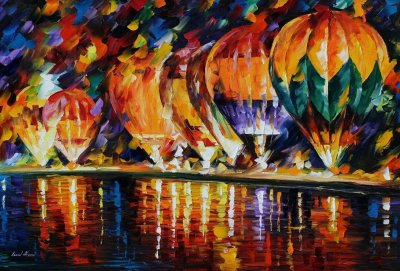 BALLOON PARK  PALETTE KNIFE Oil Painting On Canvas By Leonid Afremov