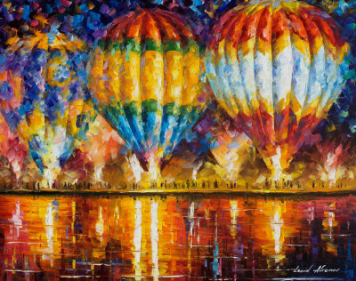 BALLOON NIGHT REFLECTIONS  oil painting on canvas