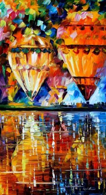 BALLOON REFLECTIONS  PALETTE KNIFE Oil Painting On Canvas By Leonid Afremov