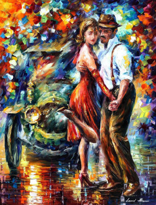 BEAUTIFUL TANGO  PALETTE KNIFE Oil Painting On Canvas By Leonid Afremov