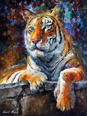 BEAUTIFUL SIBERIAN TIGER  PALETTE KNIFE Oil Painting On Canvas By Leonid Afremov
