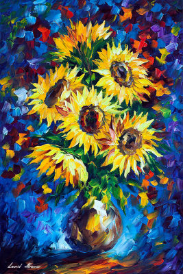 BEAUTIFUL NIGHT SUNFLOWERS  oil painting on canvas