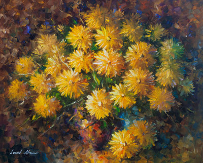 BEAUTIFUL YELLOW BOUQUET  PALETTE KNIFE Oil Painting On Canvas By Leonid Afremov