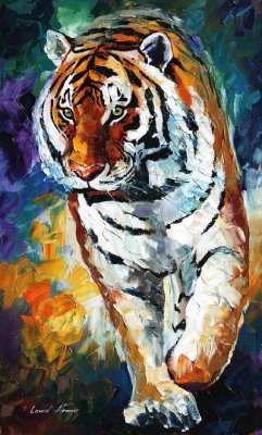 BENGAL TIGER  PALETTE KNIFE Oil Painting On Canvas By Leonid Afremov