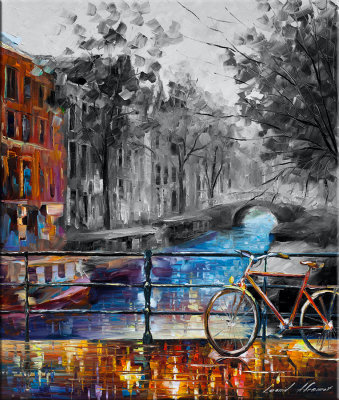 BICYCLE IN AMSTERDAM  oil painting on canvas