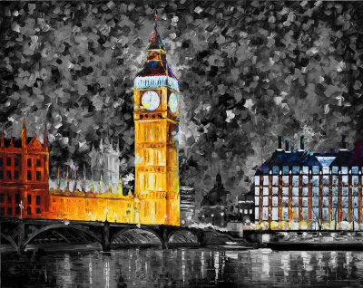 BIG BEN LONDON 2012 B&W  oil painting on canvas