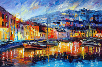 BLUE HARBOR LIFE  oil painting on canvas