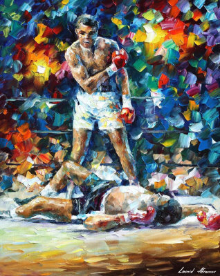 BOXER MEMORIAL PAINTING  PALETTE KNIFE Oil Painting On Canvas By Leonid Afremov