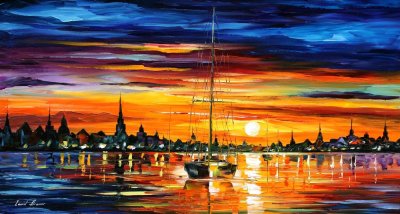 CALM SEA SUNSET  oil painting on canvas