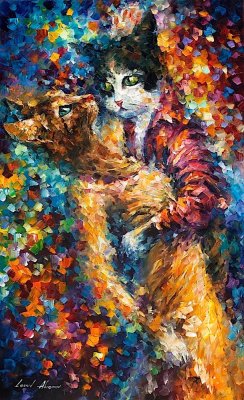 CAT TANGO  Original Oil Painting On Canvas By Leonid Afremov