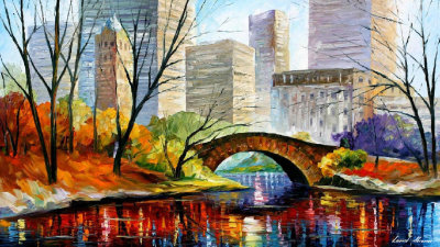 CENTRAL PARK - NEW YORK CITY  PALETTE KNIFE Oil Painting On Canvas By Leonid Afremov