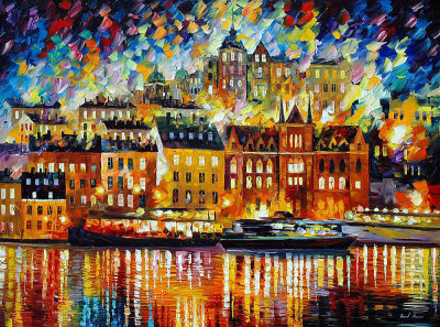 CITY ON THE WATER 48x36 (120cm x 90cm)  oil painting on canvas