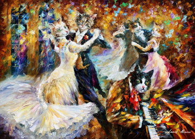 DANCEBALL OF CATS  oil painting on canvas