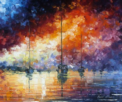 DRAMATIC SUNRISE Original Oil Painting On Canvas By Leonid Afremov