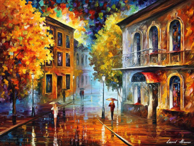 ETUDE IN RED NIGHT  PALETTE KNIFE Oil Painting On Canvas By Leonid Afremov