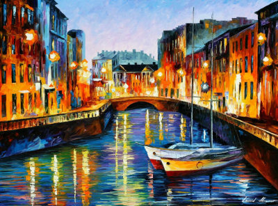EVENING RIVER ST. PETERSBURG  PALETTE KNIFE Oil Painting On Canvas By Leonid Afremov