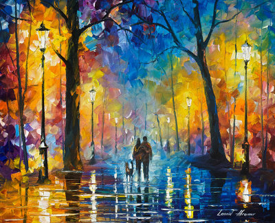 EVENING FOG IN THE PARK  oil painting on canva