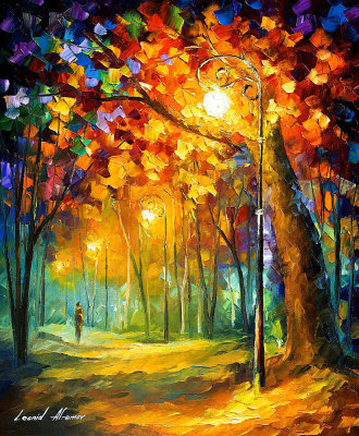 EVENING WALK DOWN THE ALLEY  oil painting on canvas
