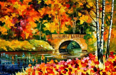 FALL BRIDGE  oil painting on canvas