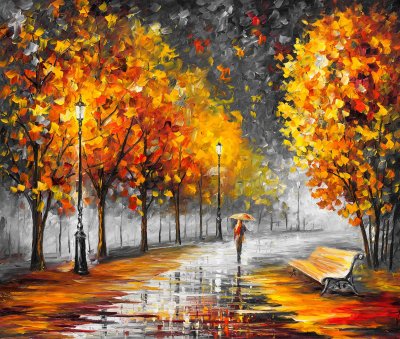 FALL MARATHON OF NATURE B&W  oil painting on canvas