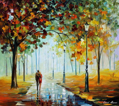 FALL LOVE  PALETTE KNIFE Oil Painting On Canvas By Leonid Afremov