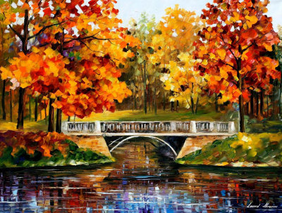 FALL RED BLINKS  PALETTE KNIFE Oil Painting On Canvas By Leonid Afremov