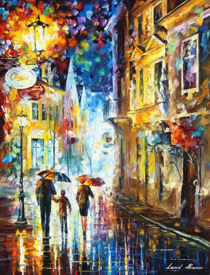 FAMILY IN THE RAIN oil painting on canvas