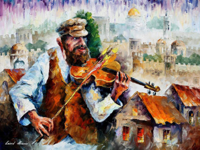 FIDDLER IN JERUSALEM  oil painting on canvas