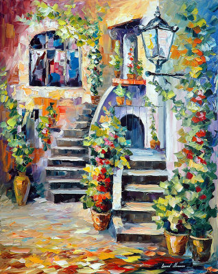 FLORAL TERRACE  oil painting on canvas
