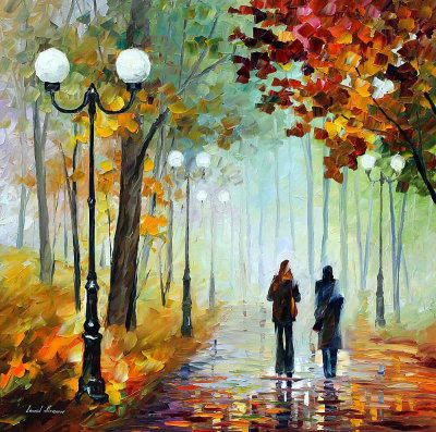 FOGGY DAY  PALETTE KNIFE Oil Painting On Canvas By Leonid Afremov