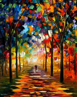 FOREST PATH  PALETTE KNIFE Oil Painting On Canvas By Leonid Afremov