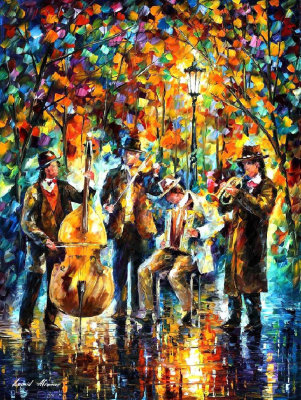 GLOWING MUSIC  PALETTE KNIFE Oil Painting On Canvas By Leonid Afremov