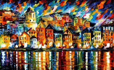 GREECE - HARBOR  oil painting on canvas