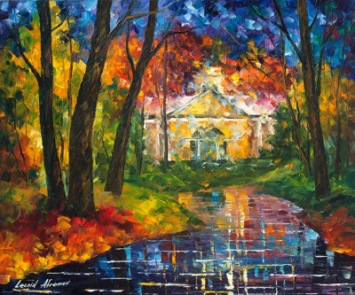 HOUSE BY THE STREAM  Original Oil Painting On Canvas By Leonid Afremov