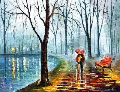 INSIDE THE RAIN  PALETTE KNIFE Oil Painting On Canvas By Leonid Afremov