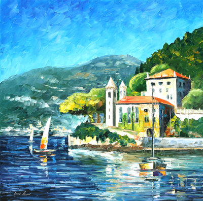 ITALY, LAKE COMO - MAGNIFICENT VILLA BALBIANELLO  oil painting on canvas