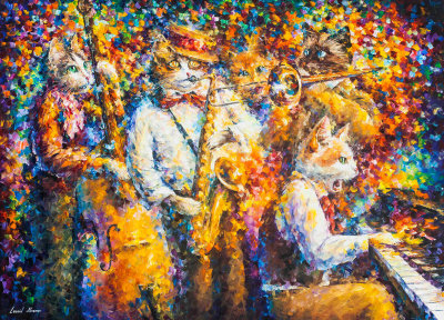 JAZZY CATS  oil painting on canvas
