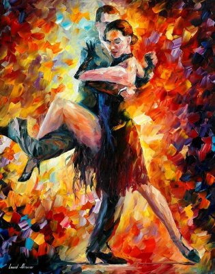 JOYFUL TANGO  PALETTE KNIFE Oil Painting On Canvas By Leonid Afremov