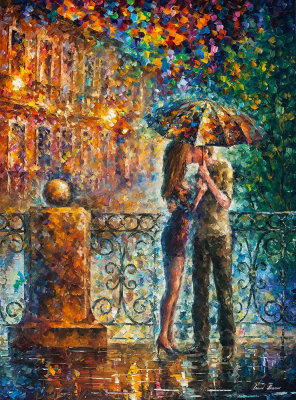 KISS UNDER UMBRELLA  oil painting on canvas