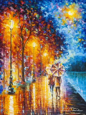 LOVE BY THE RAINY LAKE  oil painting on canvas