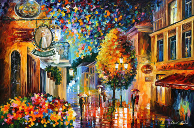 LOVELY CAFE IN THE OLD CITY 72X48 (180cm x 120cm)  oil painting on canvas
