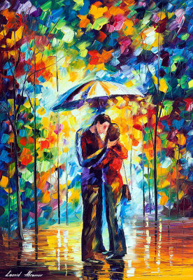 LOVELY KISS IN THE PARK  oil painting on canvas