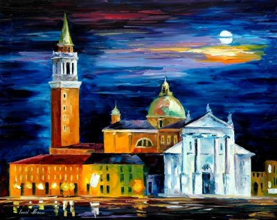 MOON ABOVE VENICE  oil painting on canvas