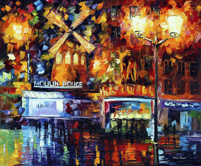 MOULIN ROUGE  PALETTE KNIFE Oil Painting On Canvas By Leonid Afremov