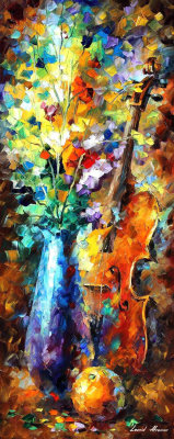 MUSIC AND FLOWERS  oil painting on canvas