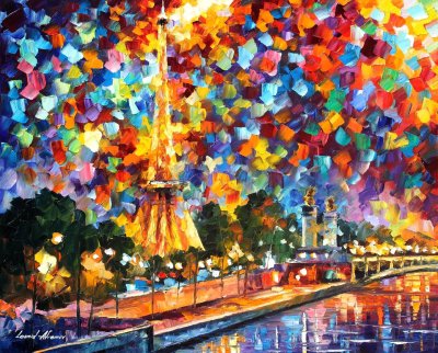 MYSTERIOUS NIGHT IN PARIS  oil painting on canvas