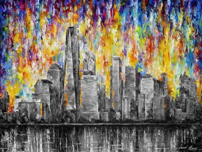 NEW YORK CITY B&W  oil painting on canvas